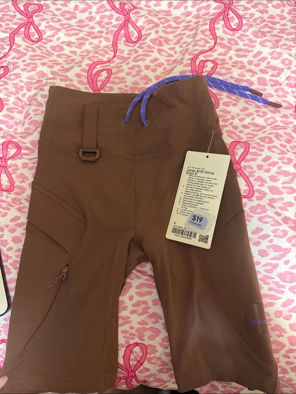 lululemon athletica Cargo hiking Shorts with Purple Drawcord